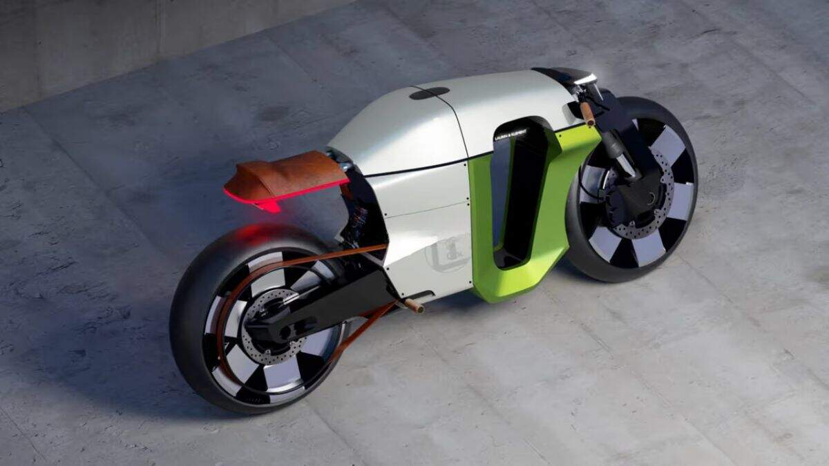 Skoda Slavia B Electric Cafe Racer Concept Unveiled: Slick Tyres, Leather Details, and Floating Design