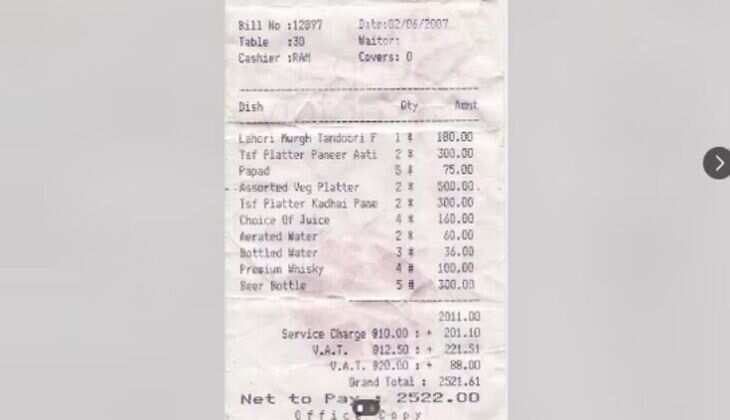 2007 Bar Bill Shows How Prices Have Increased Over 17 Years: Check the Difference! 