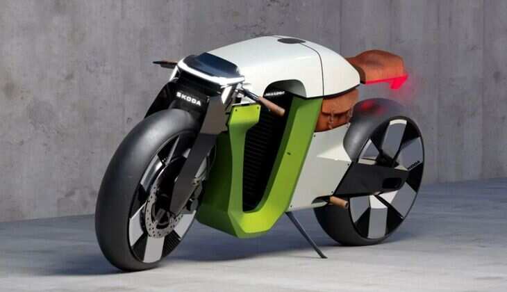 Skoda Slavia B Electric Cafe Racer Concept Unveiled: Slick Tyres, Leather Details, and Floating Design