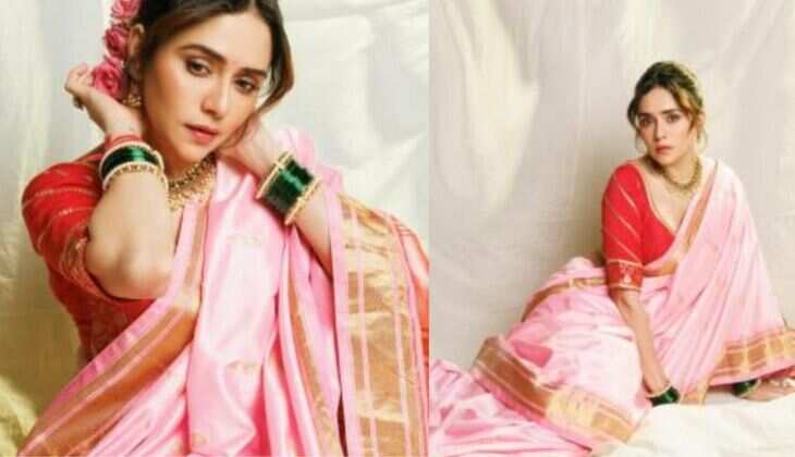 Amruta Khanvilkar Stuns in Pink Saree