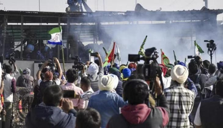Delhi Chalo March: Farmers Stopped at Haryana Barricades Amid MSP Protest