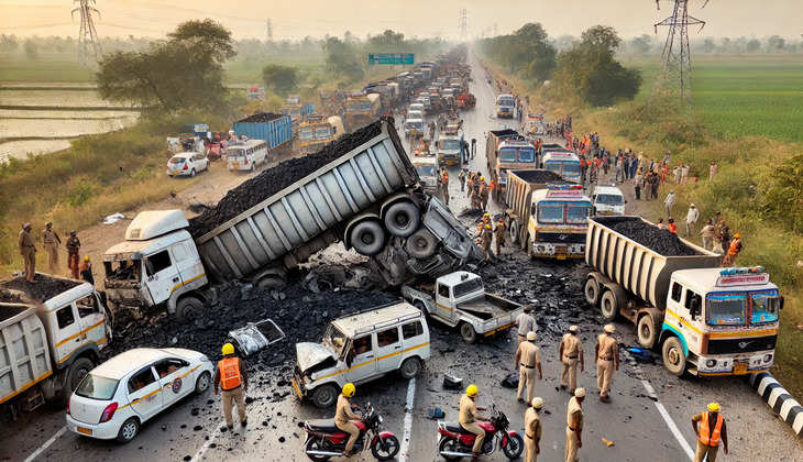 Sonbhadra tragedy: Speeding coal truck rams into stationary vehicle, two dead; massive traffic jam on Varanasi-Shaktinagar highway